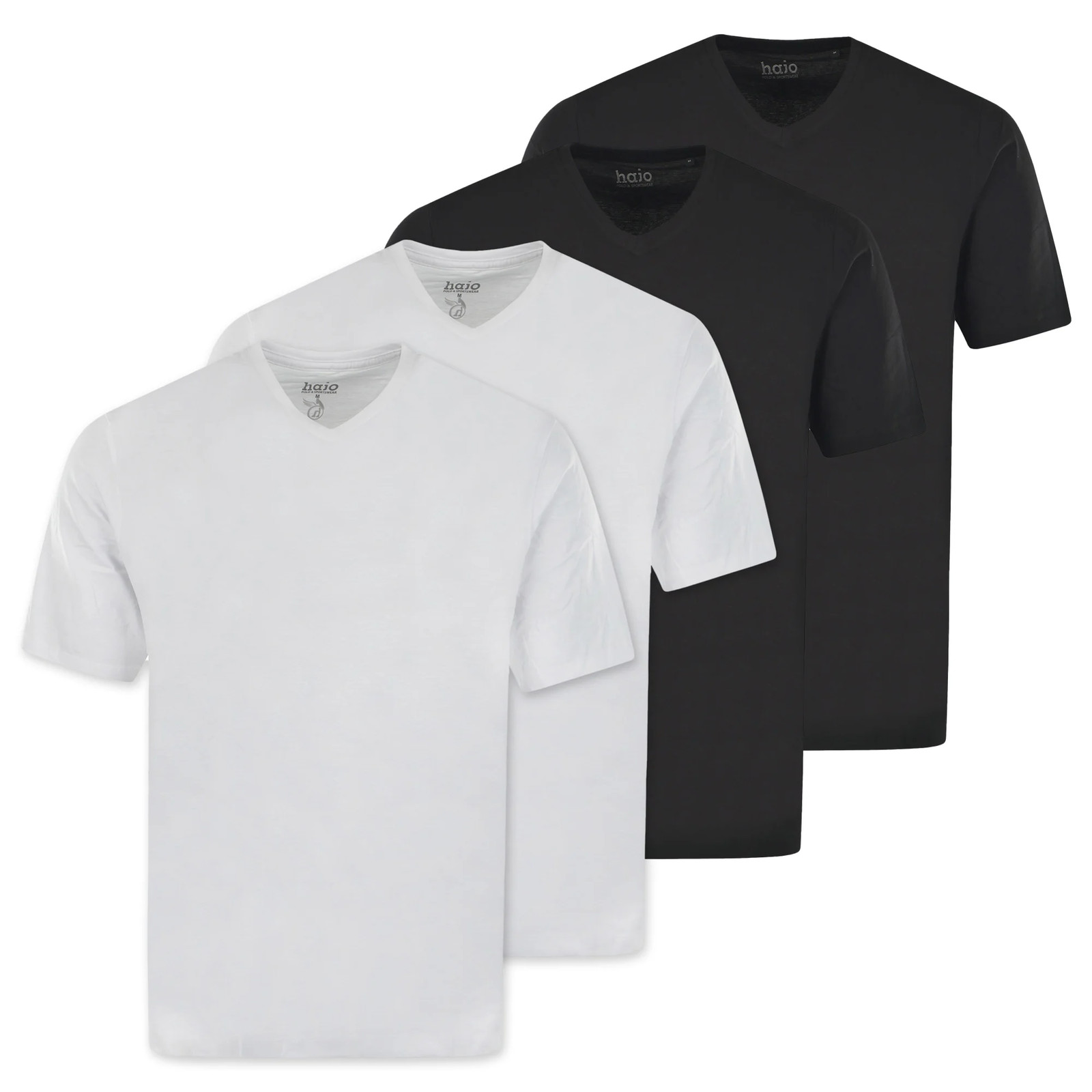 hajo Men's T-Shirt, 4 Pack - Basic, Short Sleeve, V-Neck, Cotton, Plain... gallery