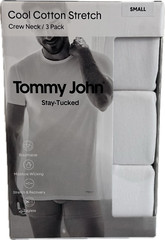 Tommy John 1003994N Crew Neck 3 Pk Cool Cotton Stretch White Shirt (New in Box)