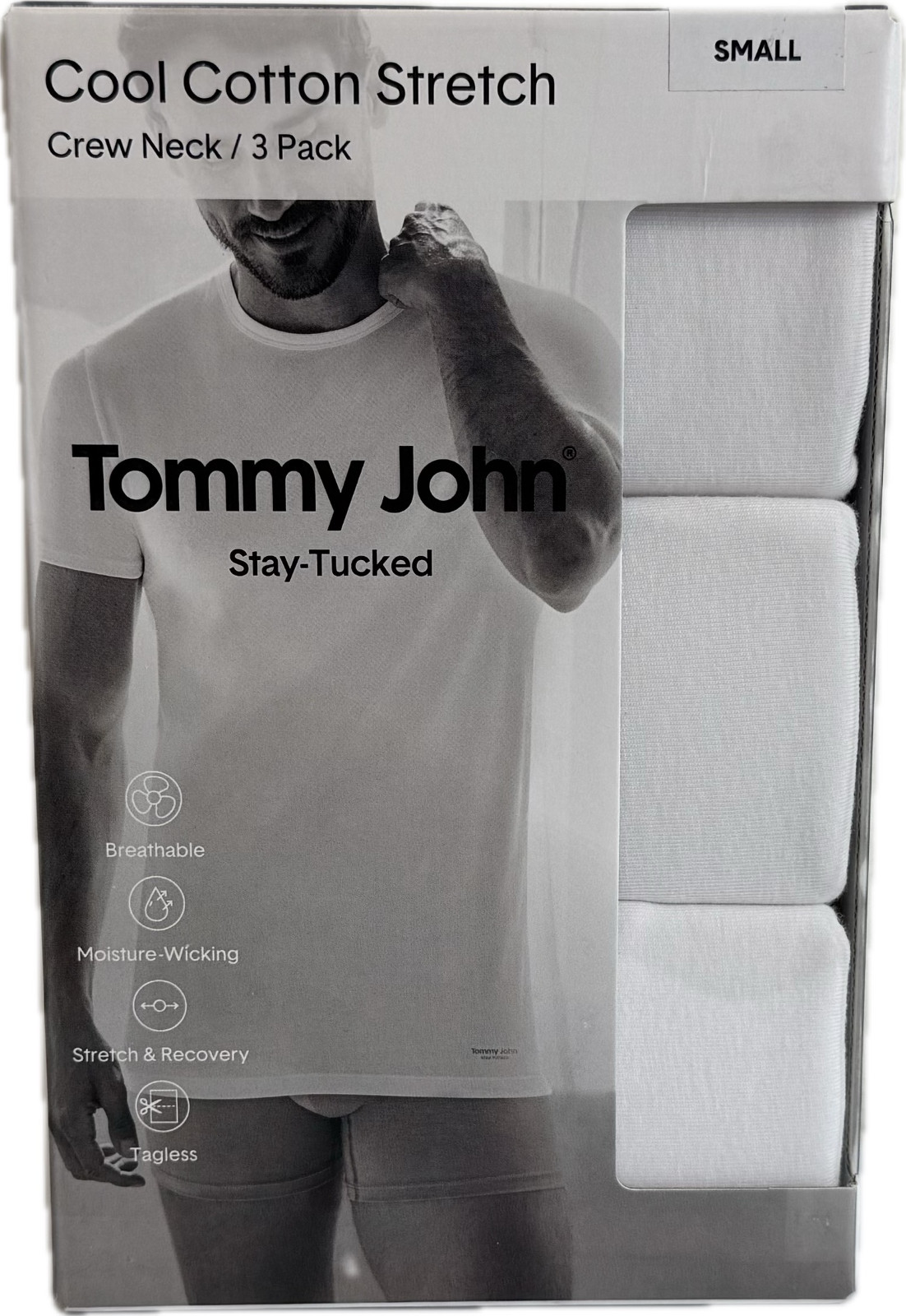 Tommy John 1003994N Crew Neck 3 Pk Cool Cotton Stretch White Shirt (New in Box) gallery
