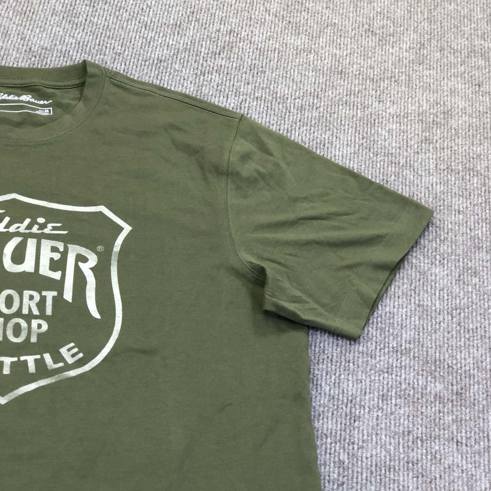 Eddie Bauer Shirt Mens Medium Green Sport Shop Seattle Logo Graphic Tee Tagless gallery