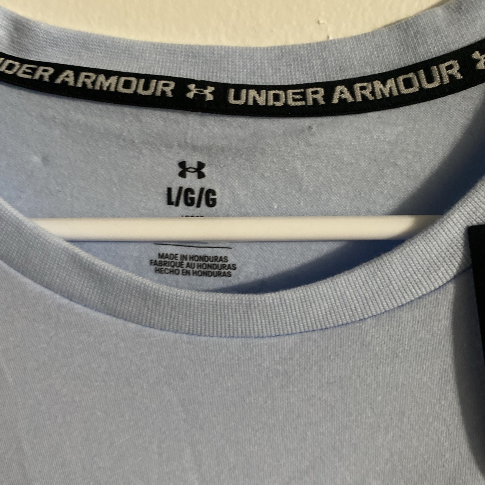 Under Armour Shirt Mens Large baby blue Cotton Running Fitted NWT Marathon gallery