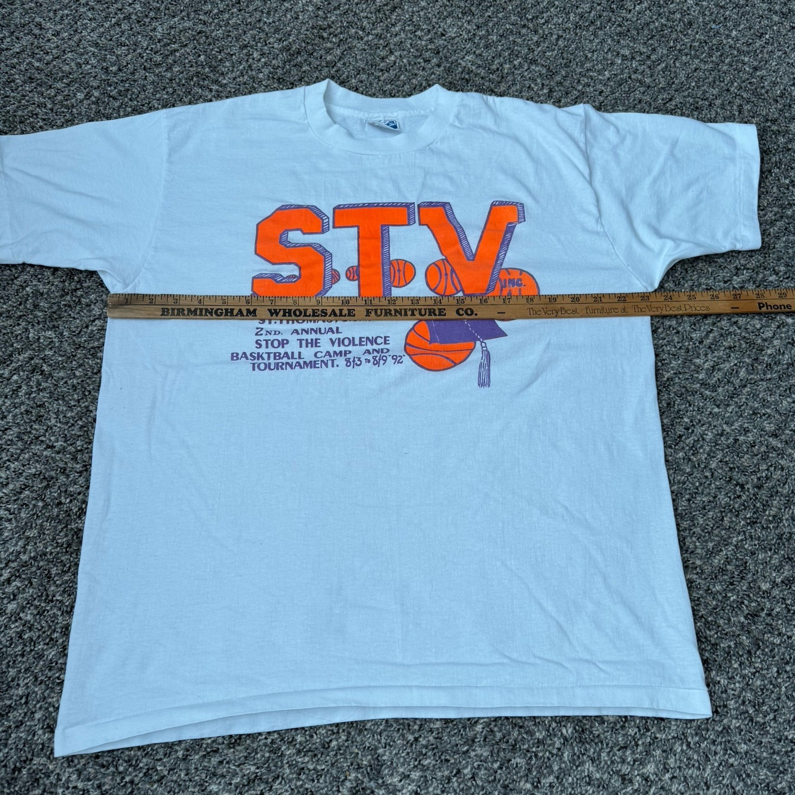 Vintage Stop The Violence Basketball T Shirt Men’s XL 90s Hanes St Thomas Tee gallery