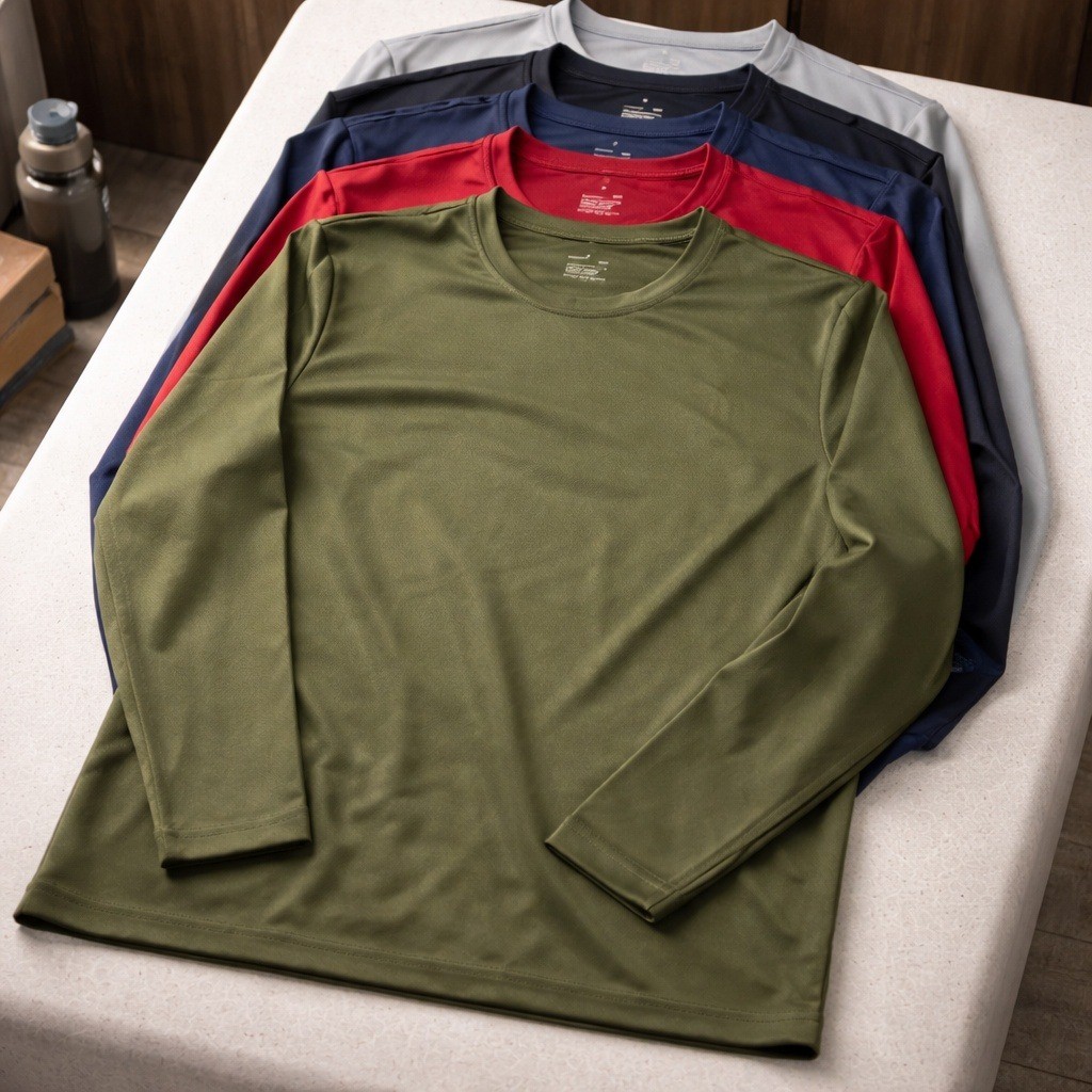 5-Pack Mens Long Sleeve Performance Shirts Small Athletic Crew Neck Multi Color gallery