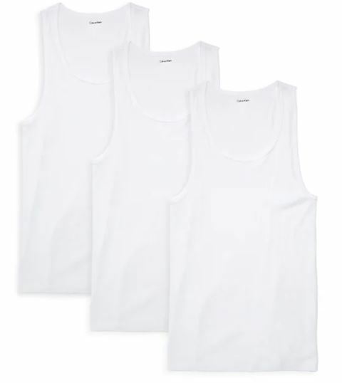 3 CALVIN KLEIN SIZES: S M L XL XXL MENS COTTON WHITE TANK TOP T-SHIRT UNDERSHIRT gallery