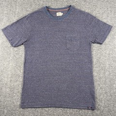 Faherty Shirt Mens Medium Blue Stripe Pocket Crewneck Tee T-Shirt Soft Casual