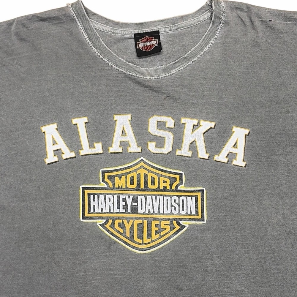 Vintage 2012 Harley-Davidson Alaska Fairbanks Dealer Tee—Grey/2XL/100% Cotton