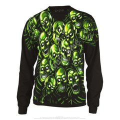 JUICY J STAY FLY-SKULL PILE-GLOWS IN DARK-Long Sleeve 2 Sided SHIRT Sz M- L RARE