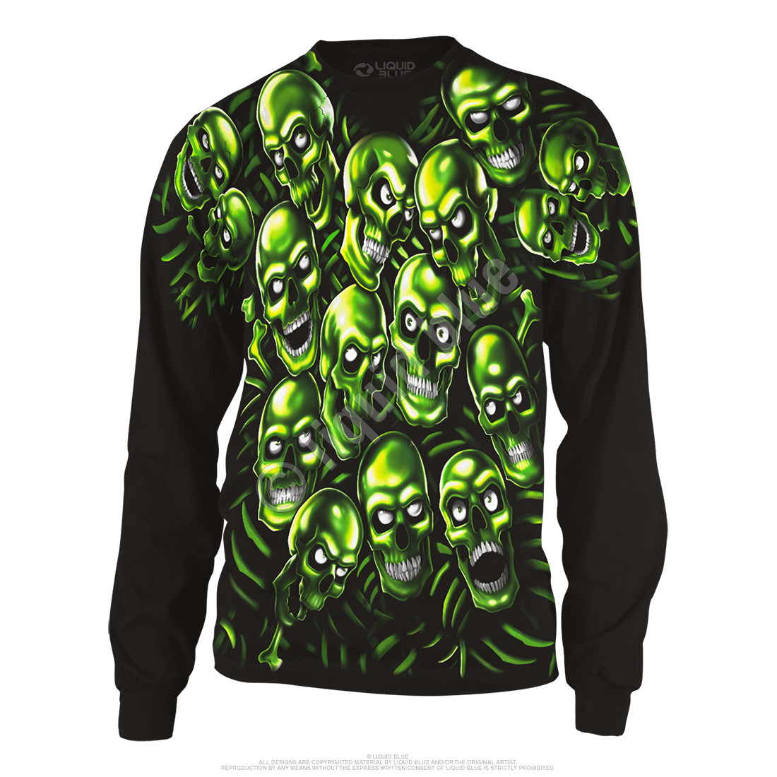 JUICY J STAY FLY-SKULL PILE-GLOWS IN DARK-Long Sleeve 2 Sided SHIRT Sz M- L RARE