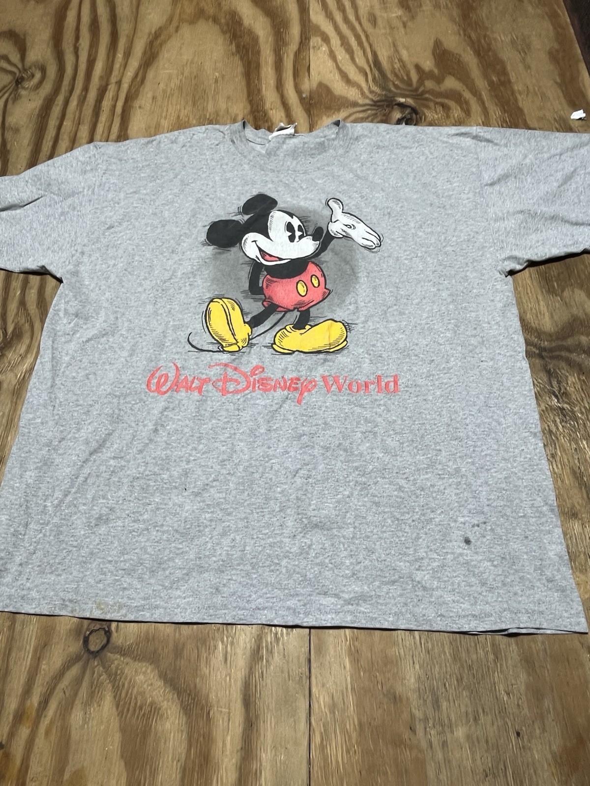 Walt Disney World 2xL 90s Heather Gray T Shirt Made In USA Mickey Mouse VTG @i9