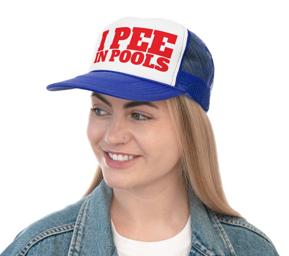 I PEE IN POOLS ~ Barfool ~ funny dare gag gift joke – Adult Trucker Cap Hat