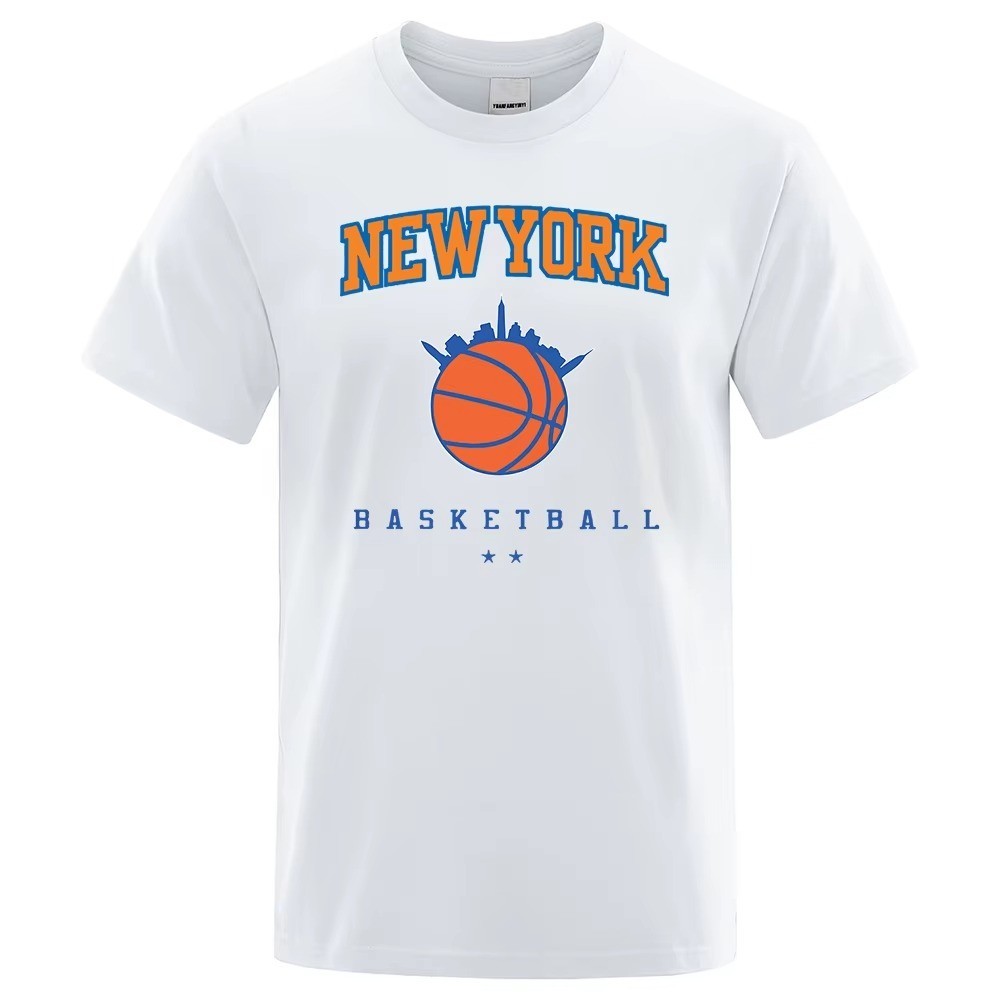 New York Basketball Streetwear Men’s Oversized Breathable Cotton T-Shirt