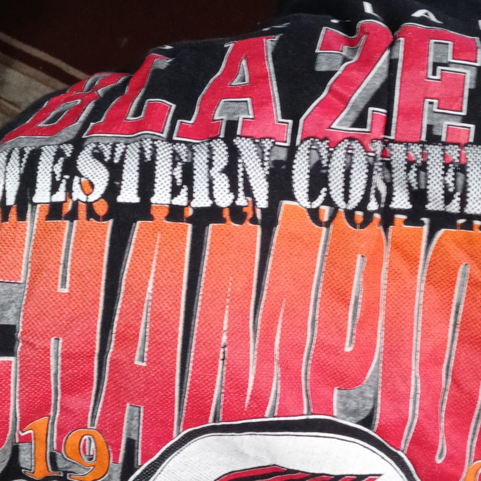 Men's Portland Blazers Black Blaze Western Conference Champions 1991 T-Shirt gallery