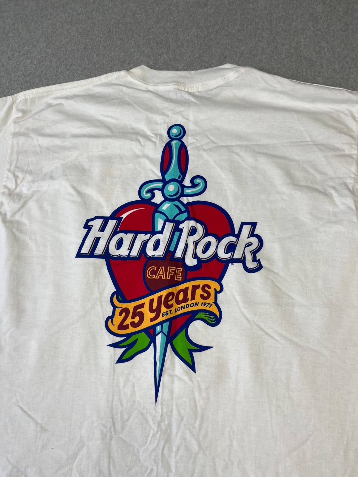 Vintage Hard Rock Cafe Shirt Mens XL White 25th Anniversary London Made USA
