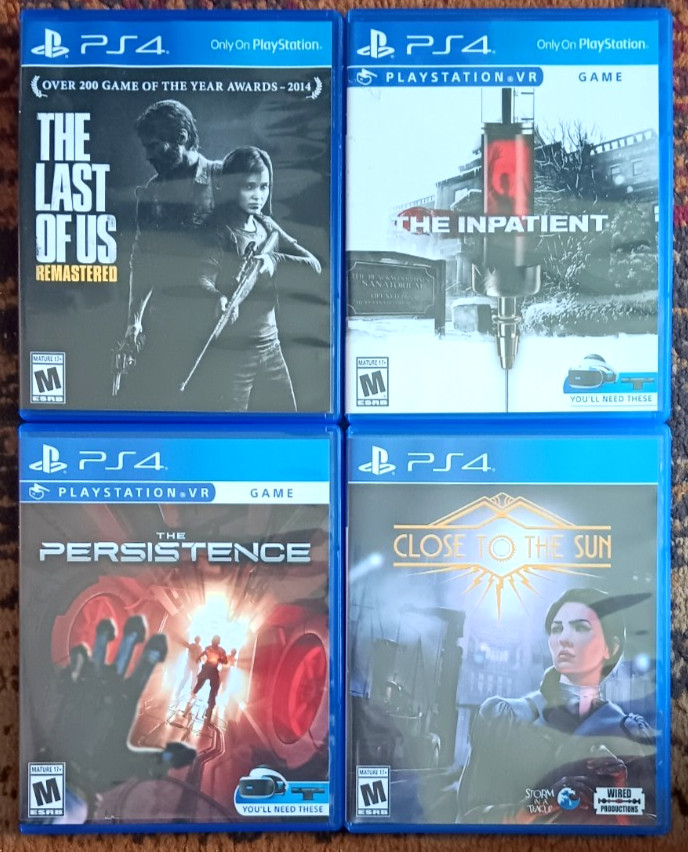 Playstation 4 PS4 Video Games Mixed Lot Of 4 -Last Of Us, Inpatient, Persistence