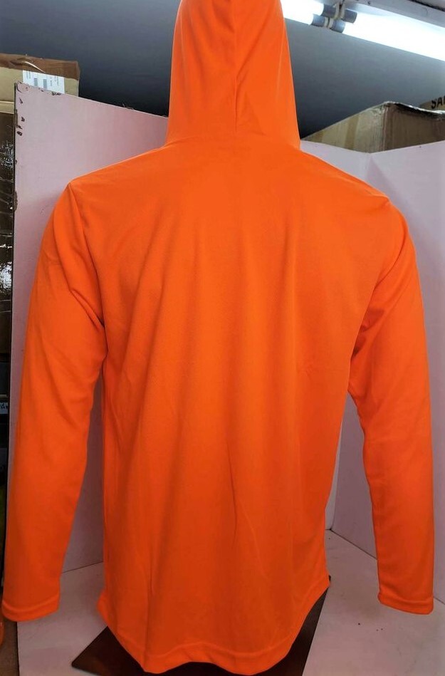 Orange Long Sleeve Safety Shirt With Hoodie, Polyester Birdeye mesh fabric gallery