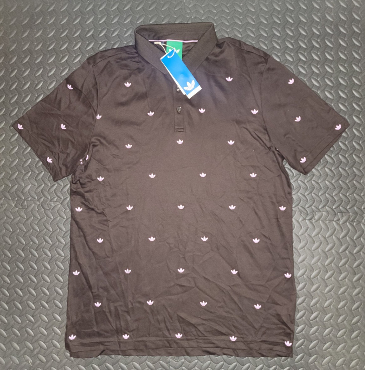 NEW MENS ADIDAS ORIGINALS MONOGRAM TREFOIL POLO SHIRT ~MEDIUM #JX9265 BROWN PINK gallery