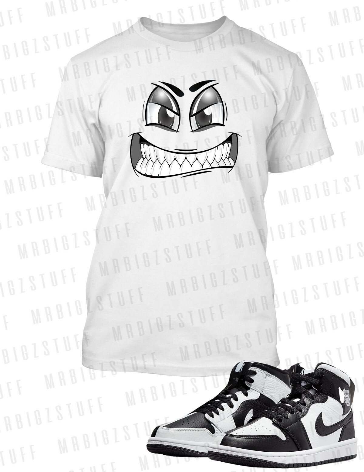 Mens Graphic Attitude Face Sneaker Tee Shirt To Match J1 Split Black gallery