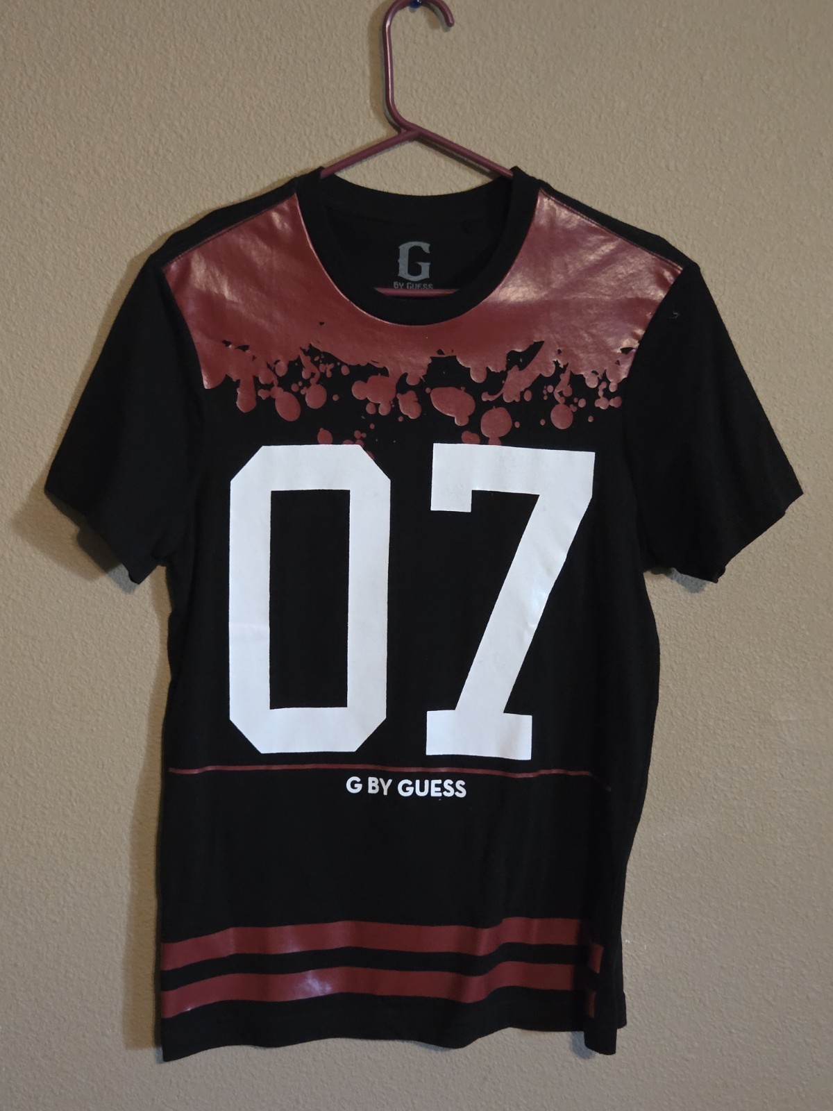 G by GUESS Men’s S Graphic Print Crew Neck Short Sleeve Logo T-Shirt Black