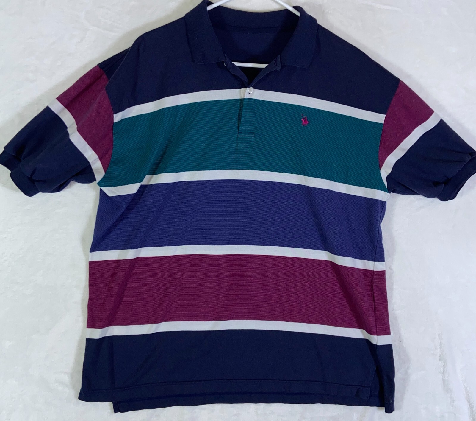 Vintage Polo Shirt T Shirt XLarge 90s Knights of Round Table Multicoloured Tee gallery