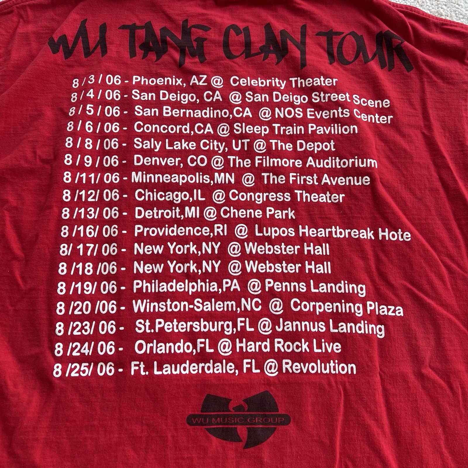 Vtg Y2K Wu Tang Clan 2006 Tour Rap Tee T-Shirt Red Size XXL RARE Wu Music Group gallery