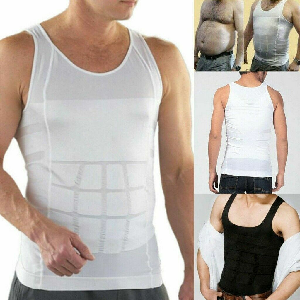 Men's Shaper Cooling T-Shirt Compression Tummy Vest Underwear Slimming Tank Tops gallery