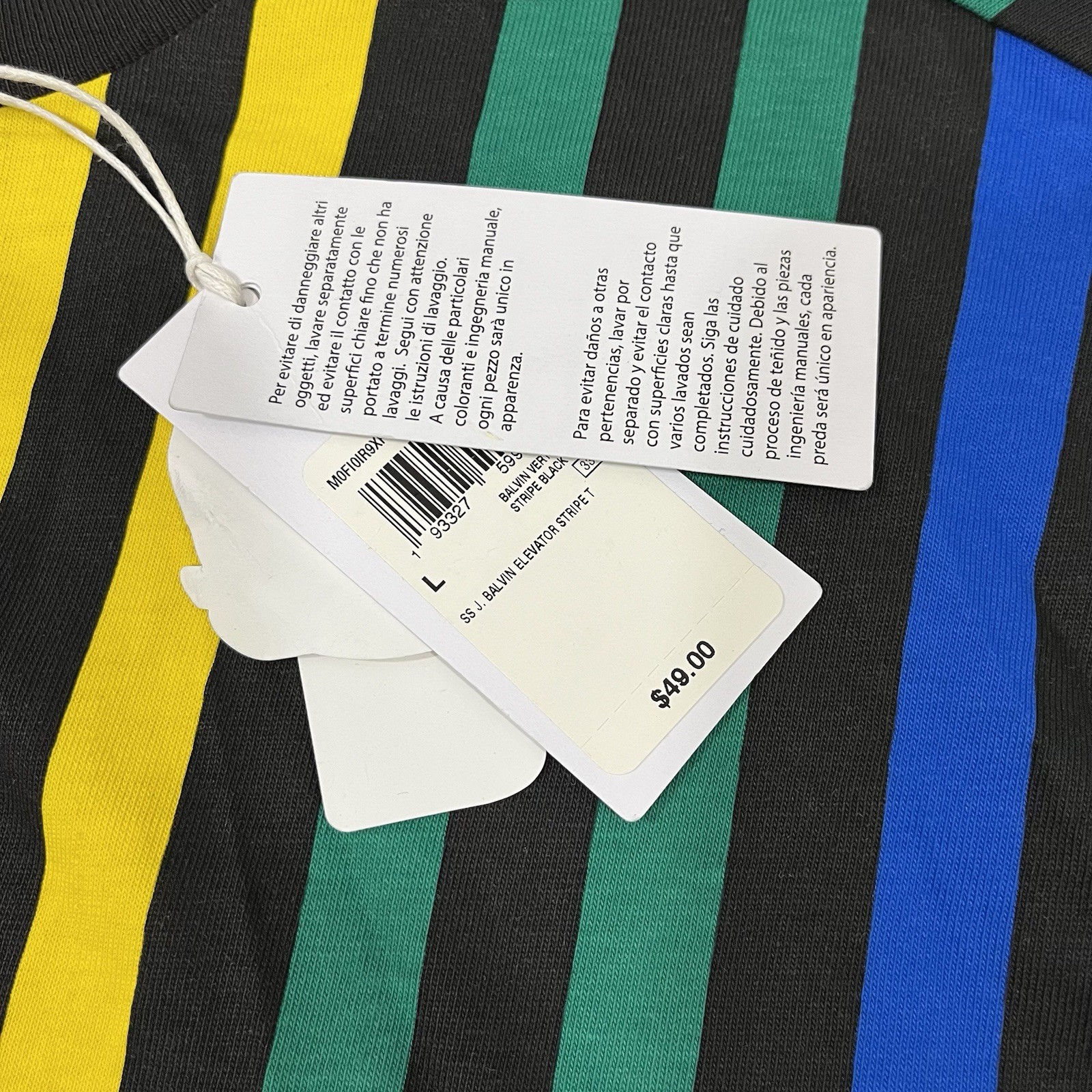 Guess x J Balvin Mens Large Elevator Striped T- Shirt Embroidered Multicolor NWT gallery