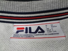 FILA VINTAGE CREWNECK THICK TEE EMBROIDERED LOGO LARGE GRAY T-SHIRT H1931