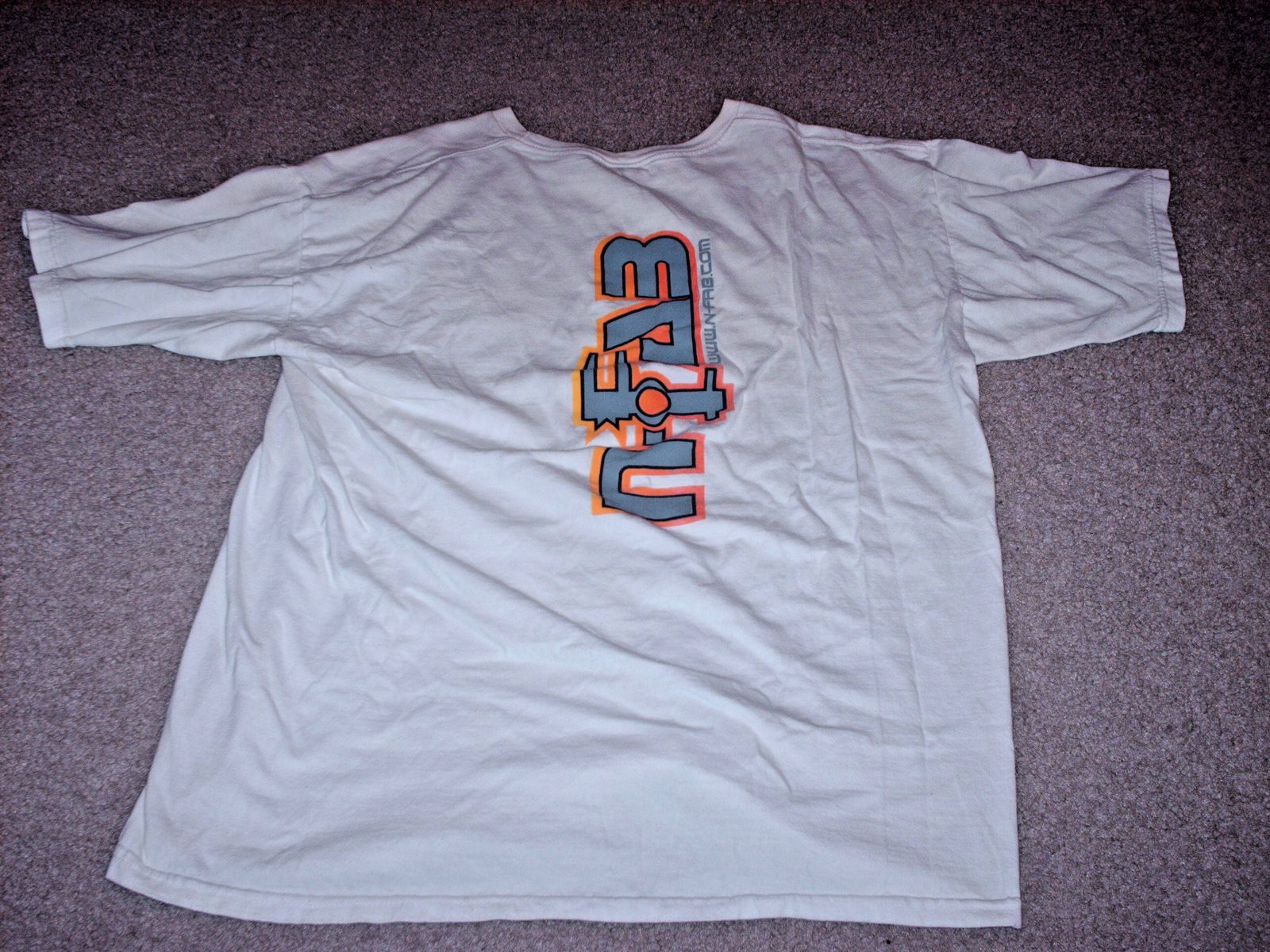 Mens N-FAB Logo T Shirt Large White Orange Gray