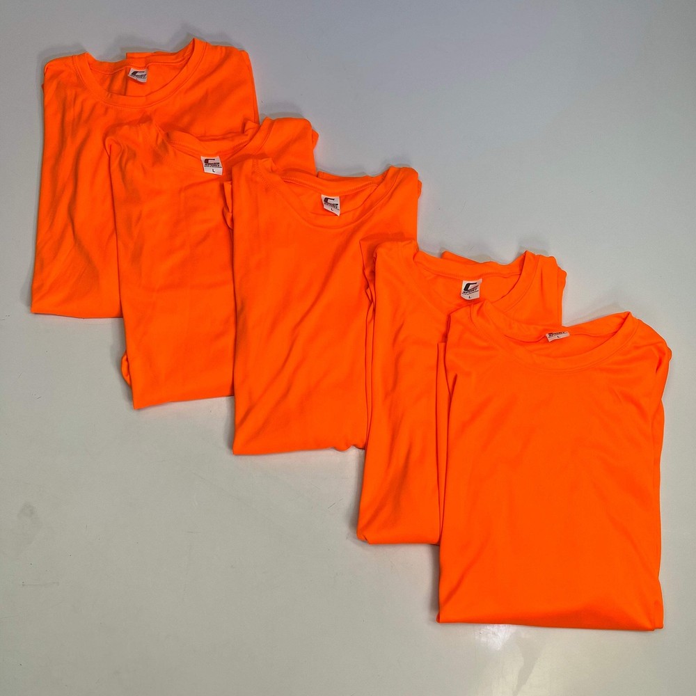 C2 SPORT (5 PACK) Long Sleeve Work Shirts Men’s Sz L Safety Orange 510400