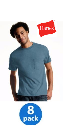 Hanes Men's FreshIQ® ComfortSoft® Dyed Assorted Colors Pocket T-Shirt 8-Pack gallery