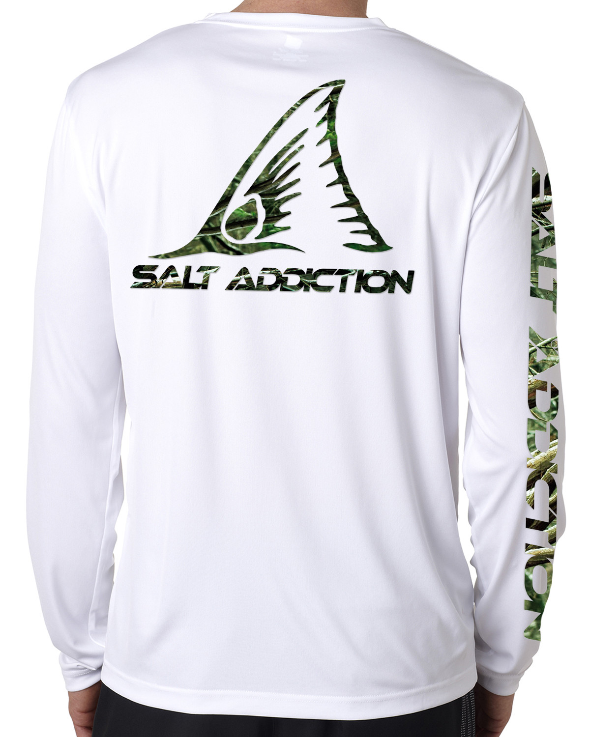Salt Addiction t shirt microfiber Redfish fishing long sleeve 50+ uv camo Poly gallery
