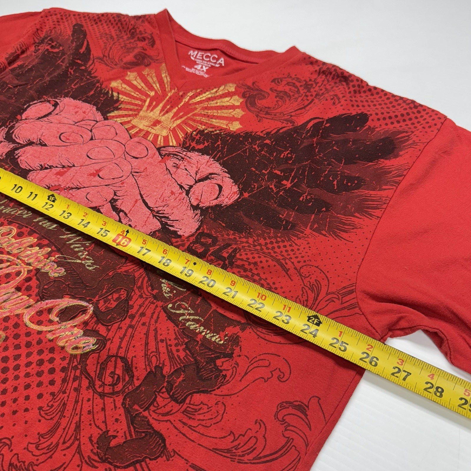 Mecca Y2K Under His Wings Punk Logo Mens T-Shirt 4XL Red Grunge Streetwear gallery