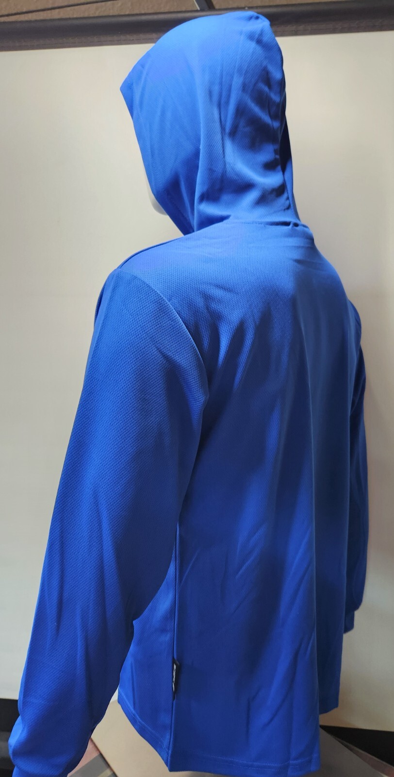 BLUE Long Sleeve Shirt With Hoodie, Polyester birdeye mesh fabric gallery