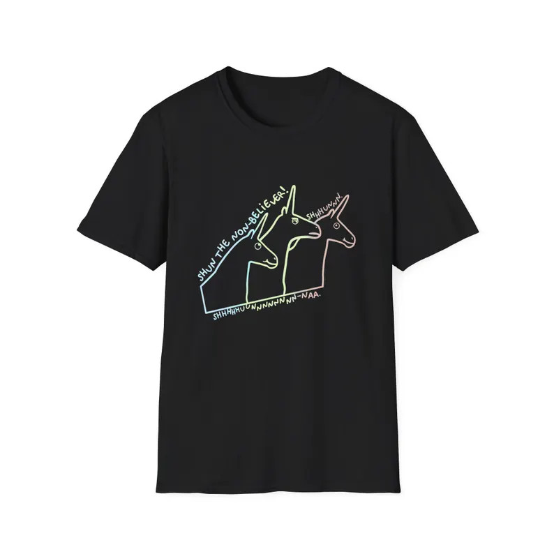 Charlie The Unicorn Trio Outline Shun The Non Black T-Shirt, Gift For Friends gallery