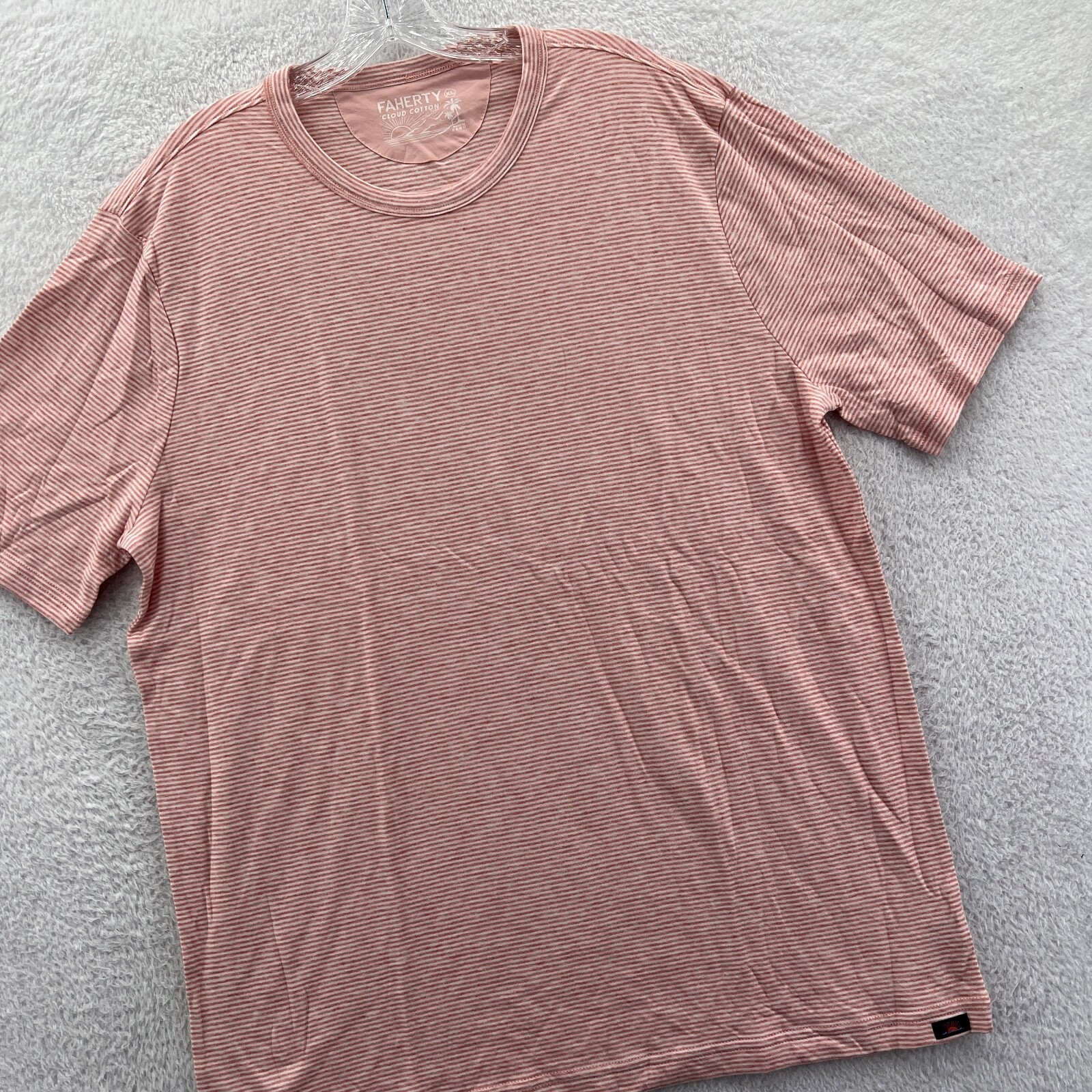 Faherty Striped Shirt Mens XL Orange Cloud Cotton Soft Short Sleeve Tee *A98 New gallery