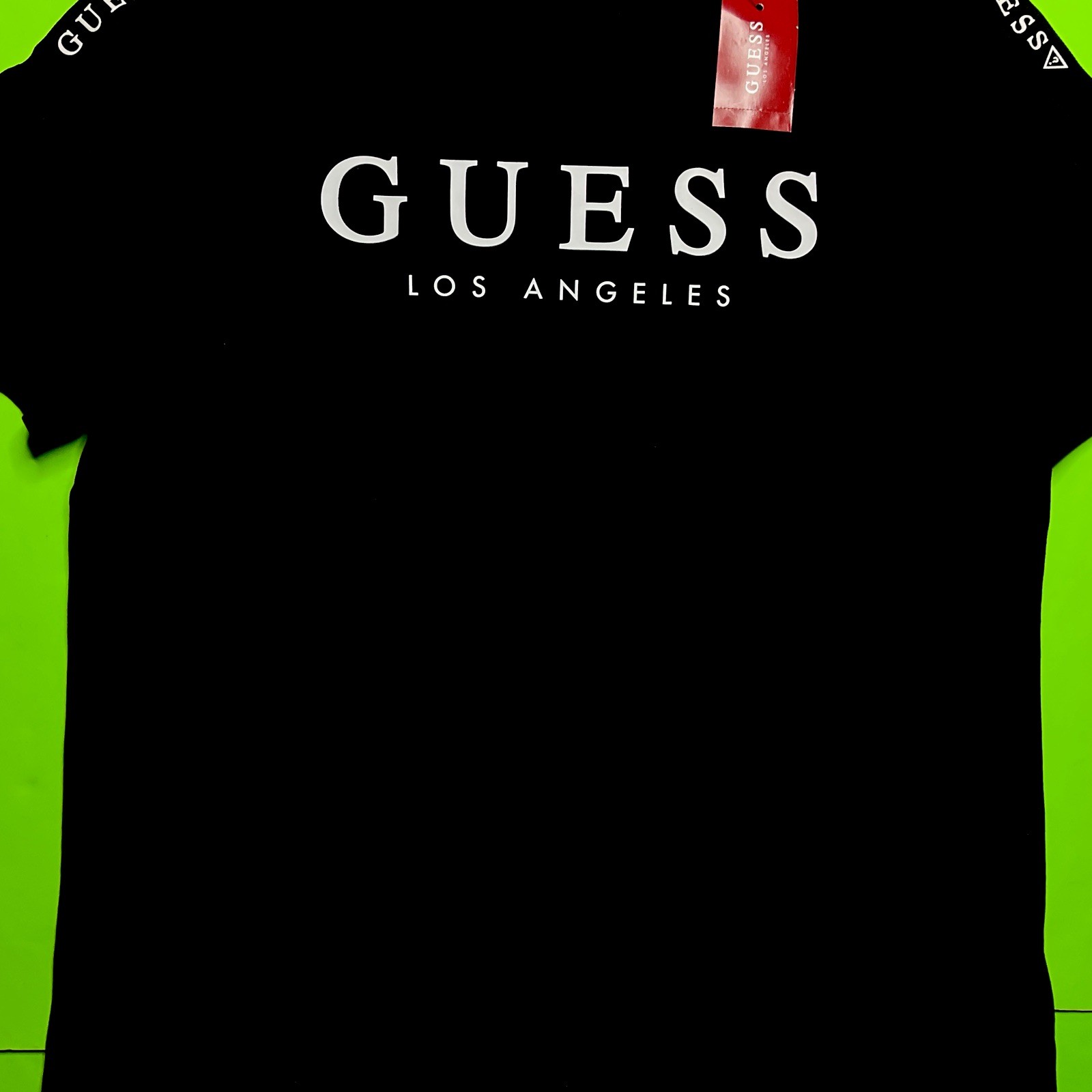 GUESS Los Angeles Men’s Short Sleeve T-Shirt Size LARGE Black w/White Cotton NEW gallery