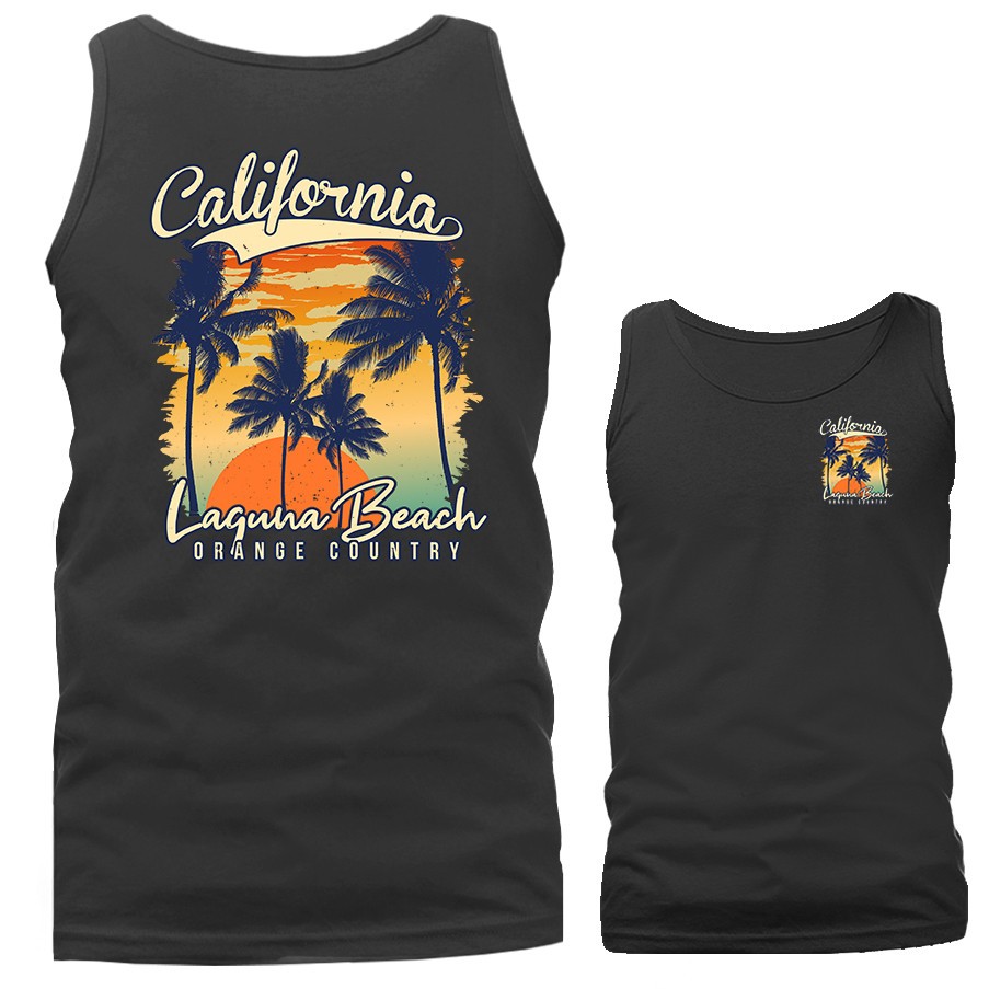 Laguna Beach California Palm Tree Sunset Retro Beach Tank Top gallery