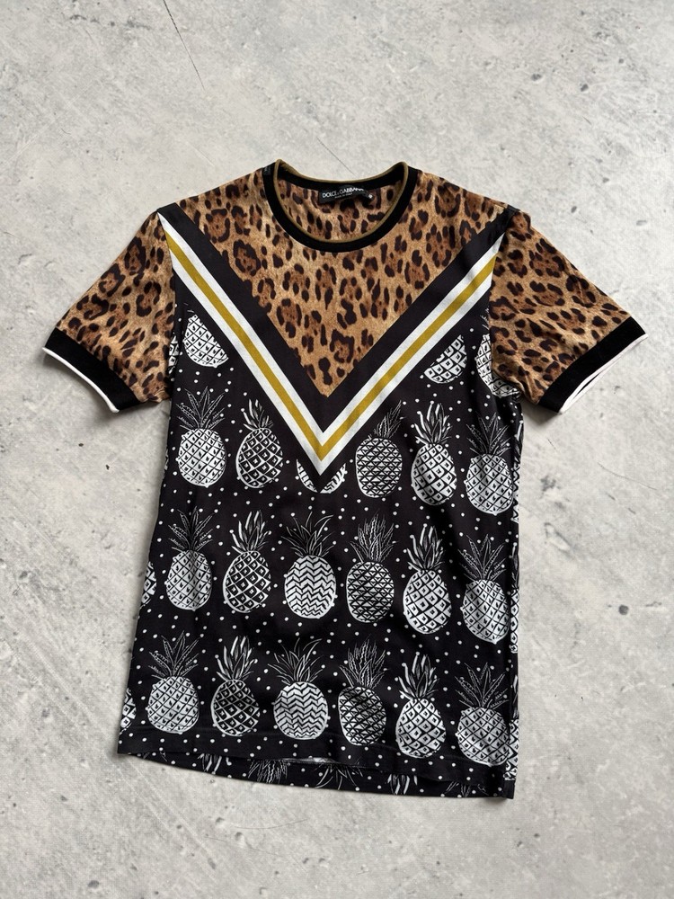 🤑Dolce & Gabbana Leopard And Pineapple Print T-Shirt Men Size 44
