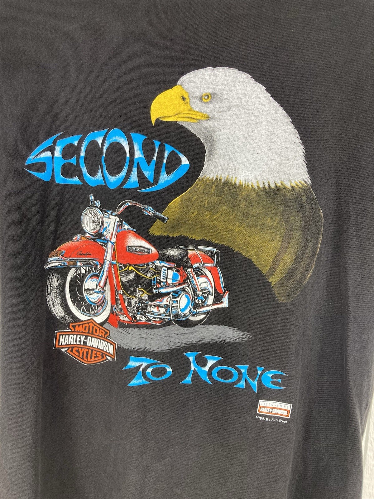 Vtg Harley Davidson Motorcycle T Shirt Single Stitch Eagle Second to None Large gallery