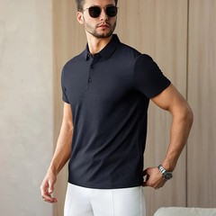 Men’s Breathable Solid Color Polo Shirt Summer Casual Business Top Tee Gift