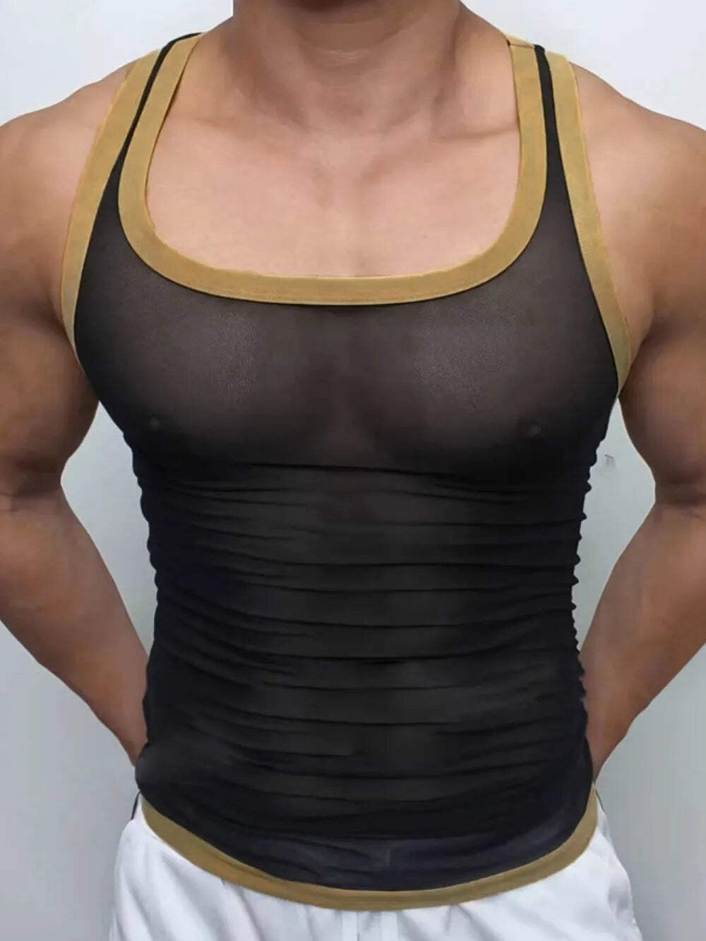 Men's Contrast Trim Wide Strap Tank gallery