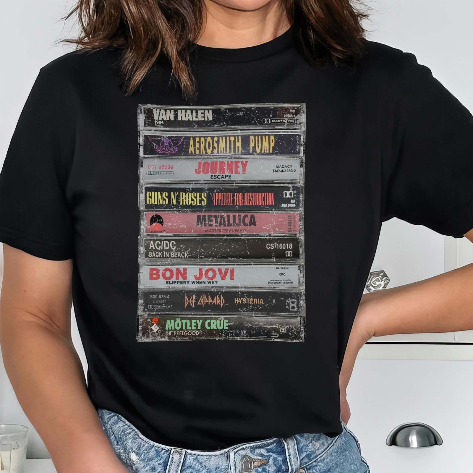 Retro 80s Cassette Tape Tee – Vintage Rock Band-Inspired Graphic Shirt S-5XL gallery