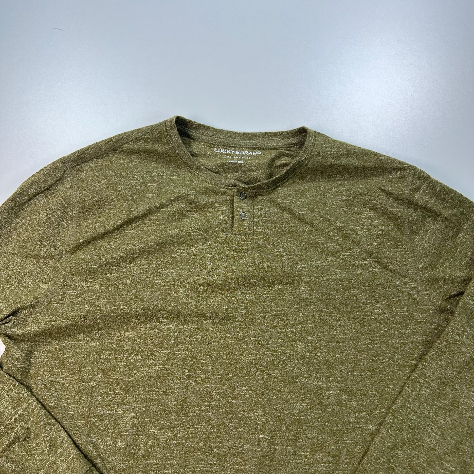 Lucky Brand Henley Shirt Mens Large Green Long Sleeve Casual Preppy gallery