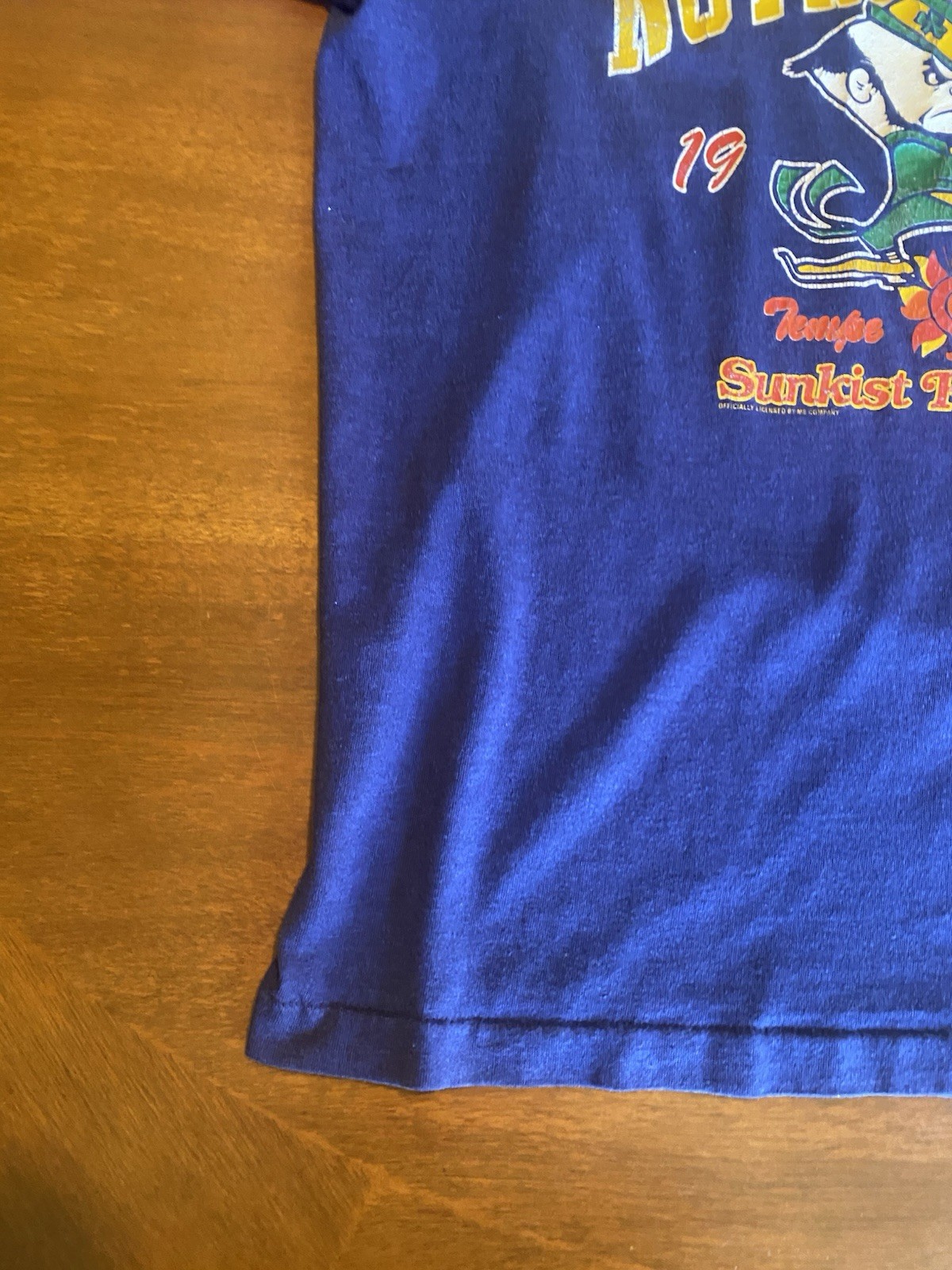 VTG 1989 Sunkist Fiesta Bowl Notre Dame University Football Blue SS T-shirt gallery