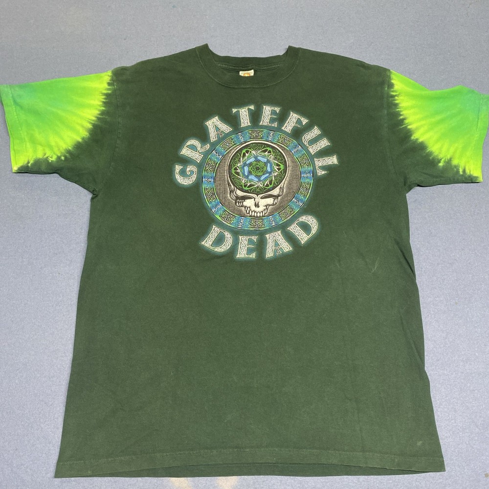 Grateful Dead Green Tye Dye Vintage Shirt Hand Dyed By Sun Dog Graphic Tee Sz L