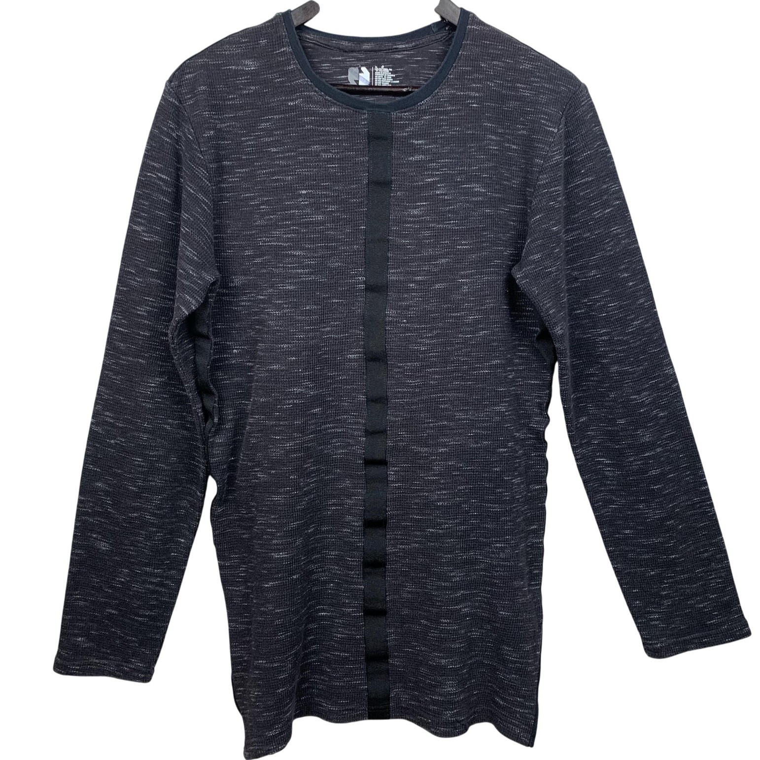 Waffle Pullover Shirt Men’s M? Black Thermal Long Sleeve Urban Streetwear Modern