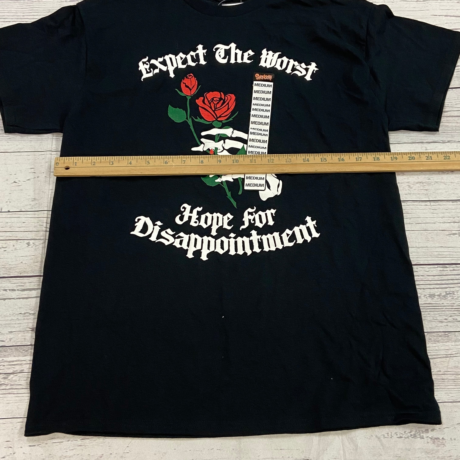Spencer’s Black Expect The Worst Graphic Short Sleeve T-Shirt Adult Size M NEW gallery