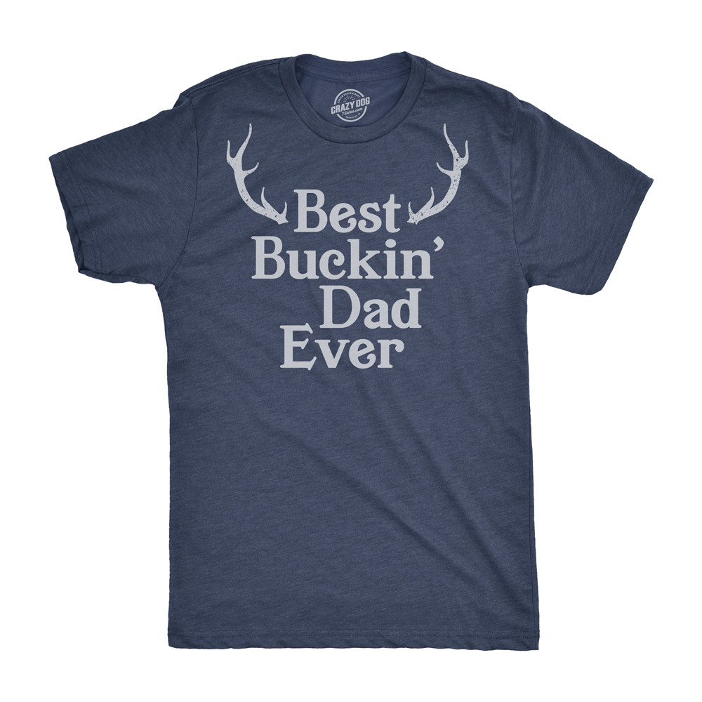 Mens Best Buckin Dad Ever Antlers T shirt Funny Fathers Day Hunting Tee for Guys gallery