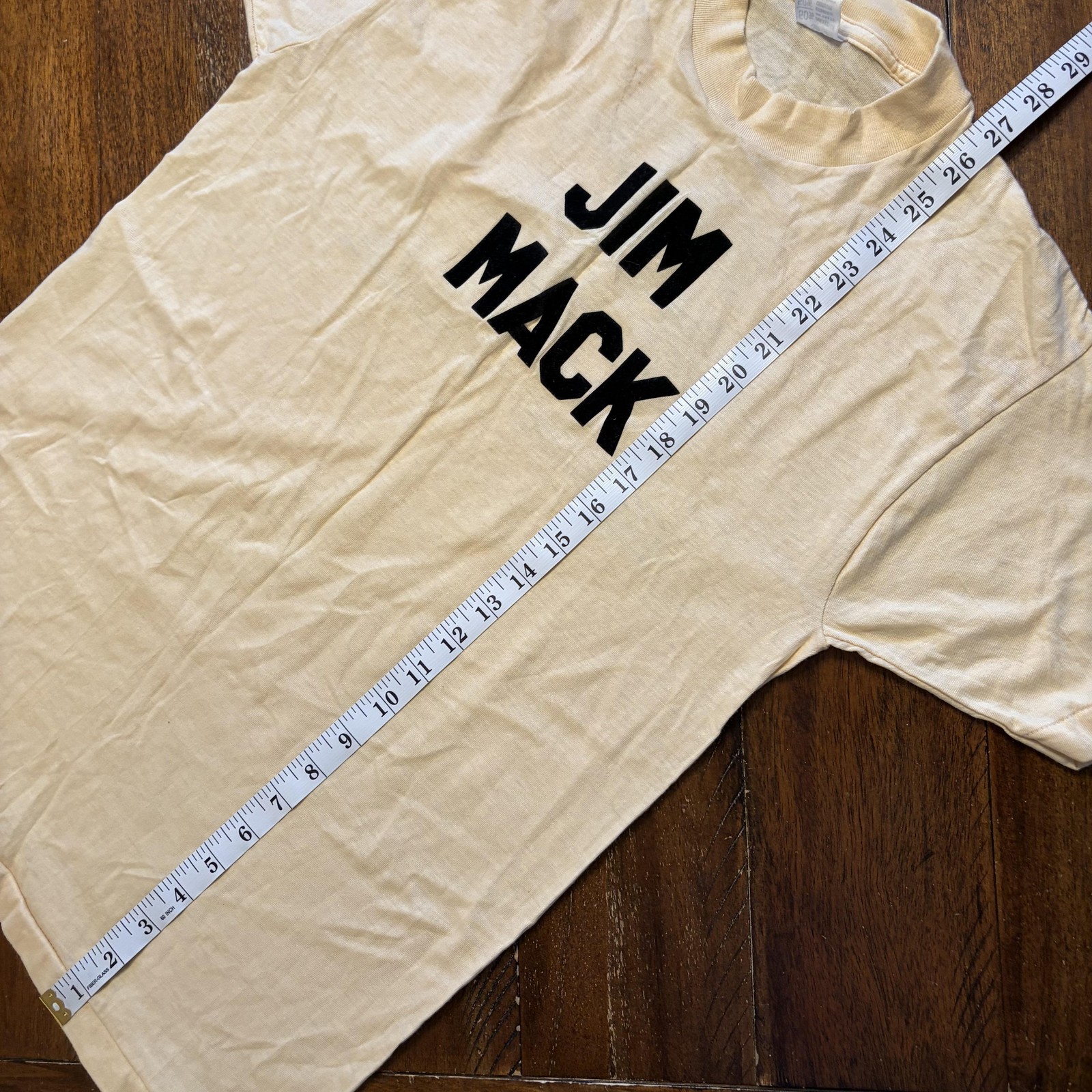 Vintage 60s Jim Mack Shirt Mens M Beige Edison Council Political T-Shirt Flocked gallery