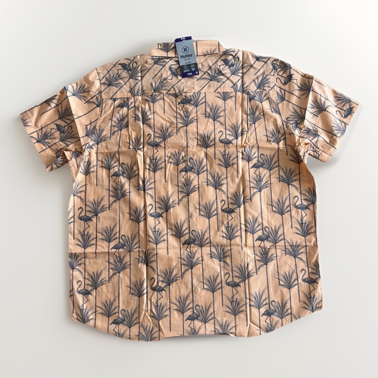 Hurley Men’s Orange & Blue Flamingo & Palm Tree Print Shirt 2XL Med NEW E0136 gallery